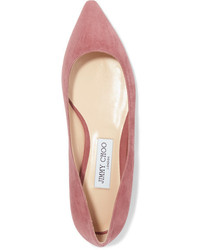 Jimmy Choo Romy Suede Point Toe Flats Antique Rose