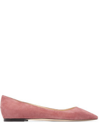 Jimmy Choo Romy Suede Point Toe Flats Antique Rose