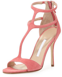 Pink Suede Heeled Sandals