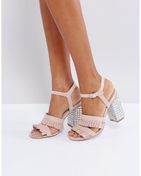 Faith Florence Suede Frill Heeled Sandals