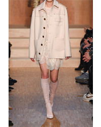 Givenchy Leather Paneled Suede Knee Boots Pastel Pink
