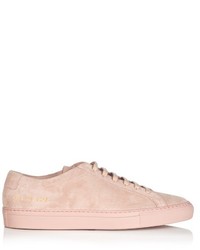 Pink Suede Low Top Sneakers