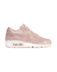 Nike Air Max 90 Premium Cracked Metallic Suede Leather And Mesh Sneakers