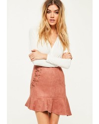 Pink Suede Mini Skirt