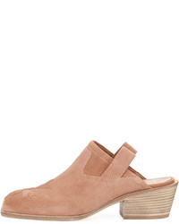 Laurence Dacade Suede Stitched Low Heel Mule Light Pink