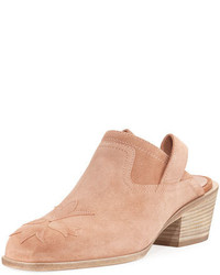 Laurence Dacade Suede Stitched Low Heel Mule Light Pink