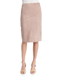 Ralph Lauren Collection Cynthia Suede Pencil Skirt Rose