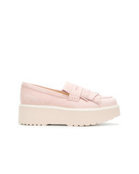 Pink Suede Platform Loafers