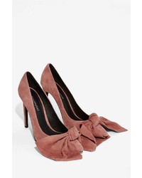 Jeffrey Campbell Grandame Suede Bow Pump Dusty Rose