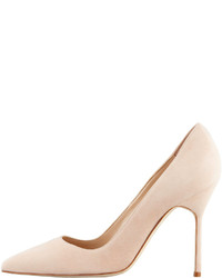 Manolo Blahnik BB Suede 105mm Pump, Nude (Made to Order)