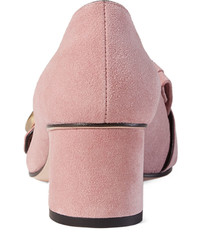 Gucci Marmont Fringe Suede 55mm Loafer Crystal Pink