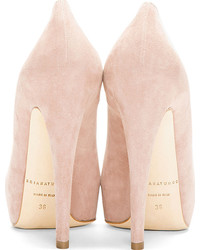 Brian Atwood Nude Suede Platform Obsession Pumps
