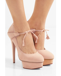 Charlotte Olympia Ophelia Suede Pumps Blush