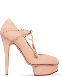 Charlotte Olympia Ophelia Suede Pumps Blush
