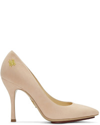 Charlotte Olympia Pink Suede Bacall Heels