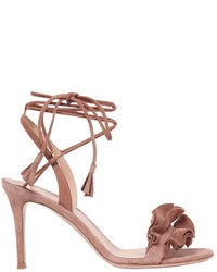 Gianvito Rossi 85mm Ruffles Lace Up Suede Sandals