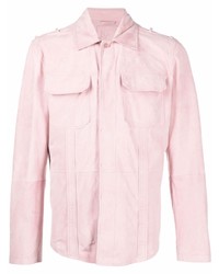 Pink Suede Shirt Jacket