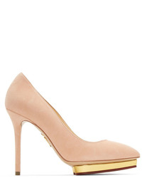 Charlotte Olympia Pink Suede Debbie Heels