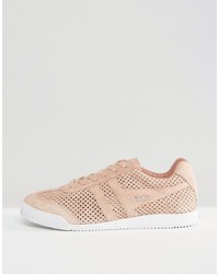 Gola Harrier Blush Pink Perforated Suede Sneakers