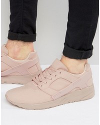 Asos Sneakers In Pink Faux Suede With Rubber Panels