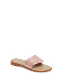 Pink Suede Thong Sandals