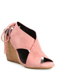 Pink Suede Wedge Sandals