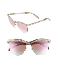 Moschino 57mm Rimless Metal Bar Polarized Sunglasses