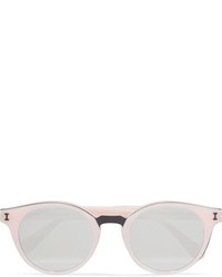 Illesteva Amalfi Round Frame Acetate Mirrored Sunglasses Pastel Pink