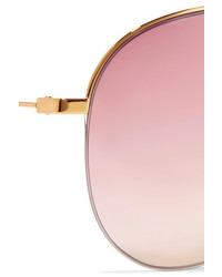 Victoria Beckham Aviator Style Gold Tone Sunglasses Pink