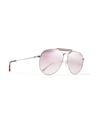 Tom Ford Aviator Style Silver Tone And Tortoiseshell Acetate Mirrored Sunglasses