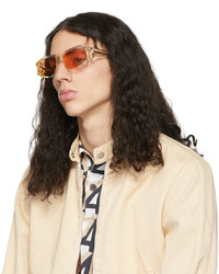 Dries Van Noten Beige Linda Farrow Edition Rectangular Sunglasses