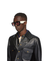 Gucci Black And Beige Square Sunglasses
