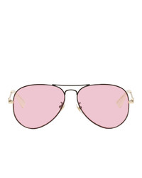 Gucci Black And Pink Aviator Sunglasses