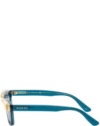 Gucci Blue Rectangular Sunglasses