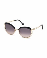 Roberto Cavalli Capped Metal Butterfly Sunglasses Rose Gold
