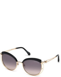 Roberto Cavalli Capped Metal Butterfly Sunglasses Rose Gold