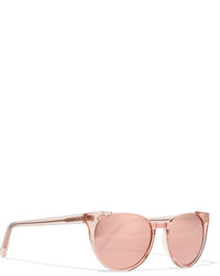 Linda Farrow Cat Eye Acetate And Rose Gold Plated Mirrored Sunglasses Pink