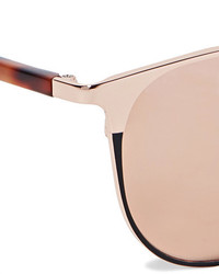 Linda Farrow Cat Eye Rose Gold Plated And Acetate Mirrored Sunglasses Pink