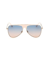 Tom Ford Ethan 60mm Gradient Pilot Sunglasses In Shiny Gold Grad Blue At Nordstrom