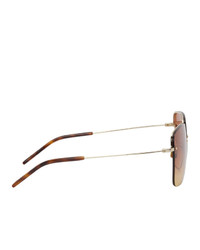 Saint Laurent Gold And Brown Sl 312 Sunglasses