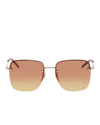 Saint Laurent Gold And Brown Sl 312 Sunglasses