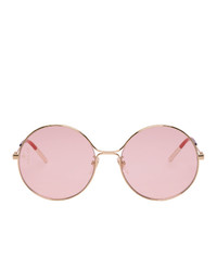 Gucci Gold And Pink Metal Aviator Sunglasses