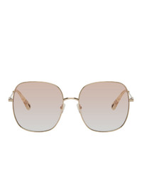 Chloé Gold And Pink Metal Square Sunglasses