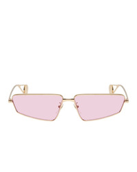Gucci Gold And Pink Rectangular Sunglasses