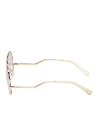 Chloé Gold And Rose Square Metal Sunglasses