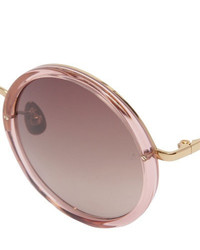 Linda Farrow Rose Gold Plated Round Sunglasses