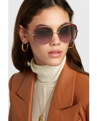 Gucci Oversized Square Frame Acetate And Gold Tone Sunglasses