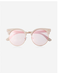 Express Pink Heavy Brow Mirror Lens Sunglasses