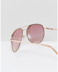 Missguided Pink Tint Aviator Sunglasses
