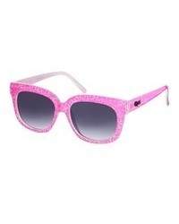 Quay Thick Framed Pink Printed Oversized Sunglasses